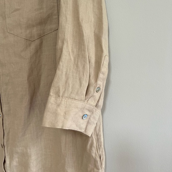 Maison 123 100% Linen Button Down Shirtdress in Khaki/Tan, size F42 / US12 - Picture 4 of 10